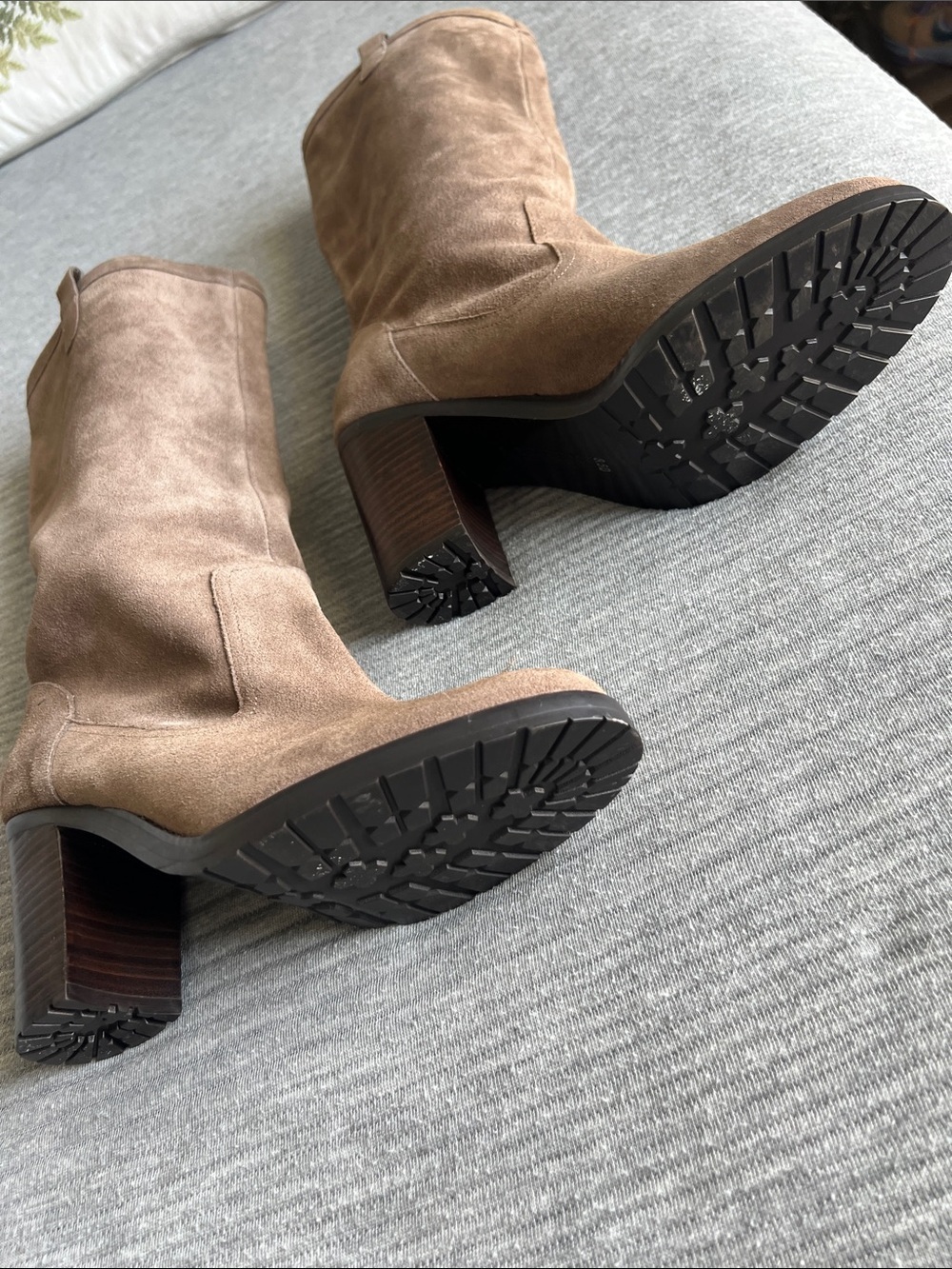 Ralph Lauren Brown Suede Mid-Calf Heeled Boots - Picture 6 of 9